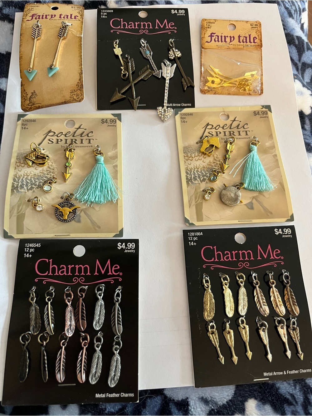 Assorted Arrow & Feather Charm Packs with Aqua Tassel